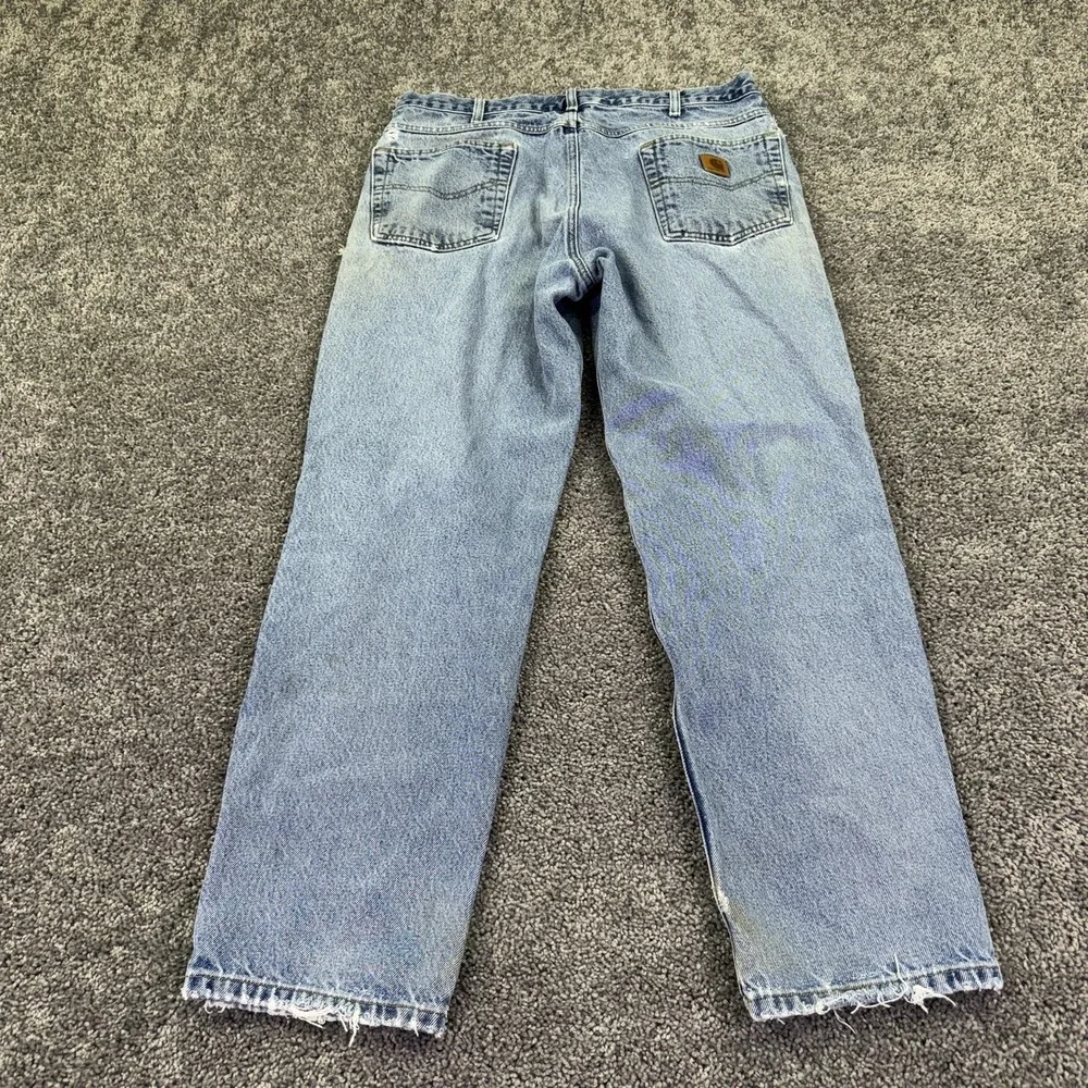 Carhartt B17 DST Jeans Mens 36x30 Blue Relaxed Straight Denim Distressed Work